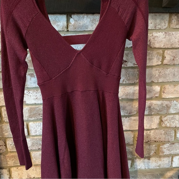 Free People | Wildest Dreams Mini Sweater Dress in Wine - Picture 2 of 16